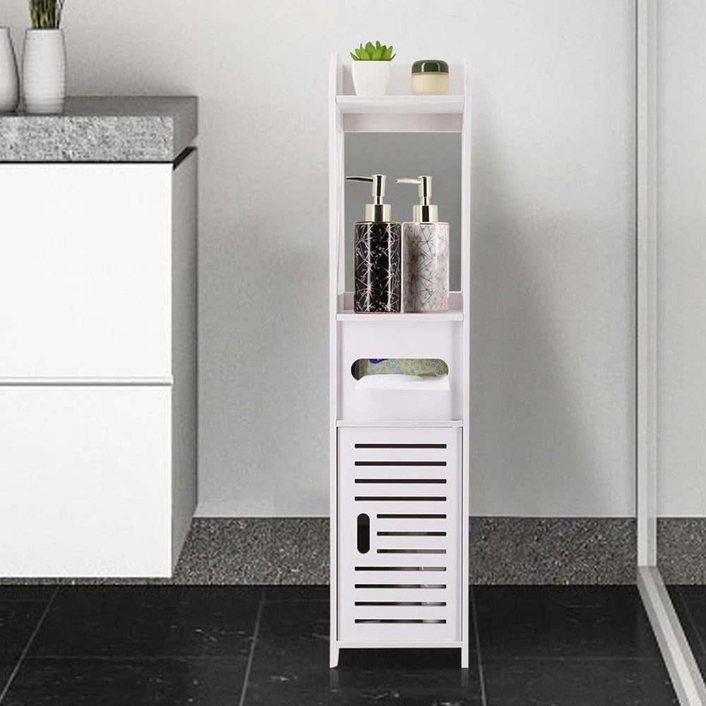Trade Shop - Armadietto Portaoggetti Ripiani Porta Carta Igienica Organizer Da Bagno Per Piccoli Spazi -
