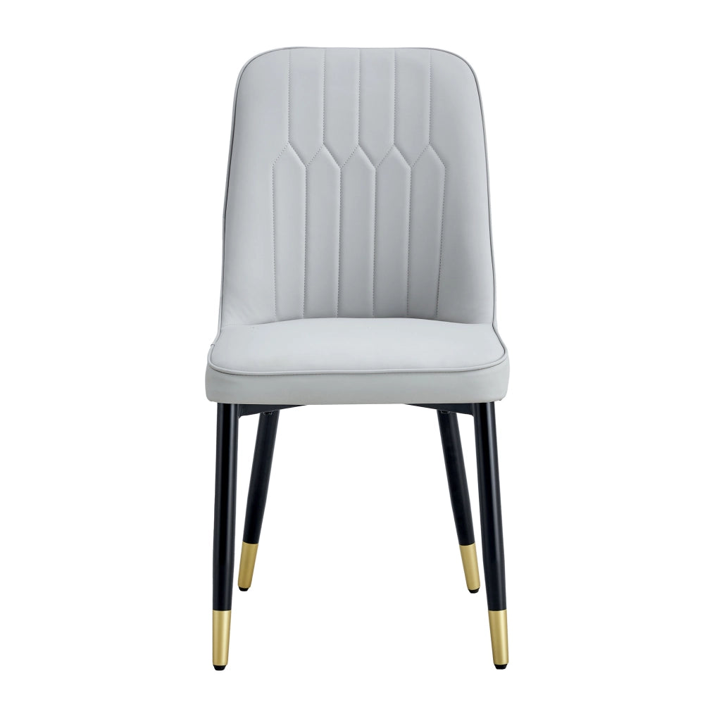 Set di 2 sedie da pranzo grigio chiaro in PU e metallo