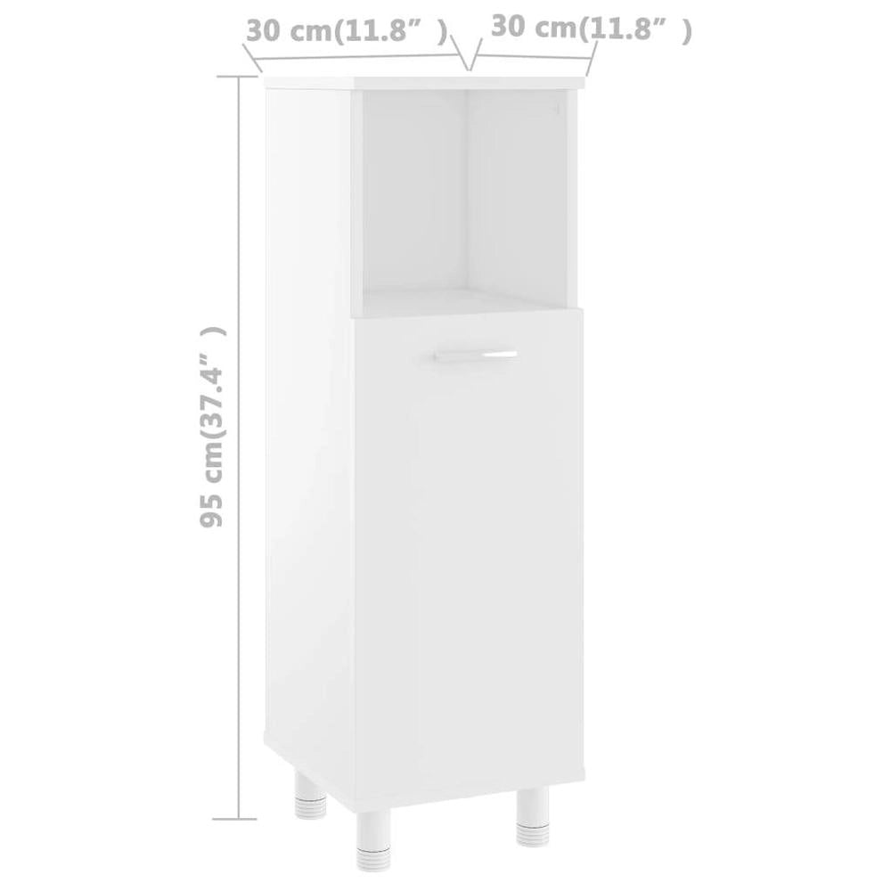 Bathroom Cabinet, White, 30x30x95 Cm, Wood-based Material