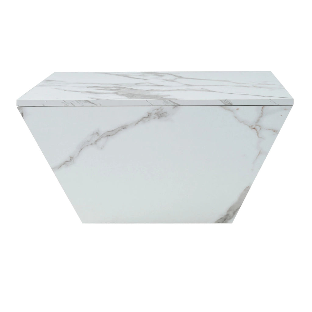 Tavolino da caffè trapezoidale con 2 cassetti 70x70x37 cm MDF bianco