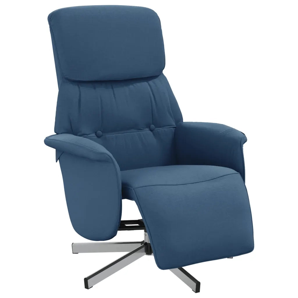 Divano Sedia-Poltrona Reclinabile con Poggiapiedi Blu in Tessuto 679894