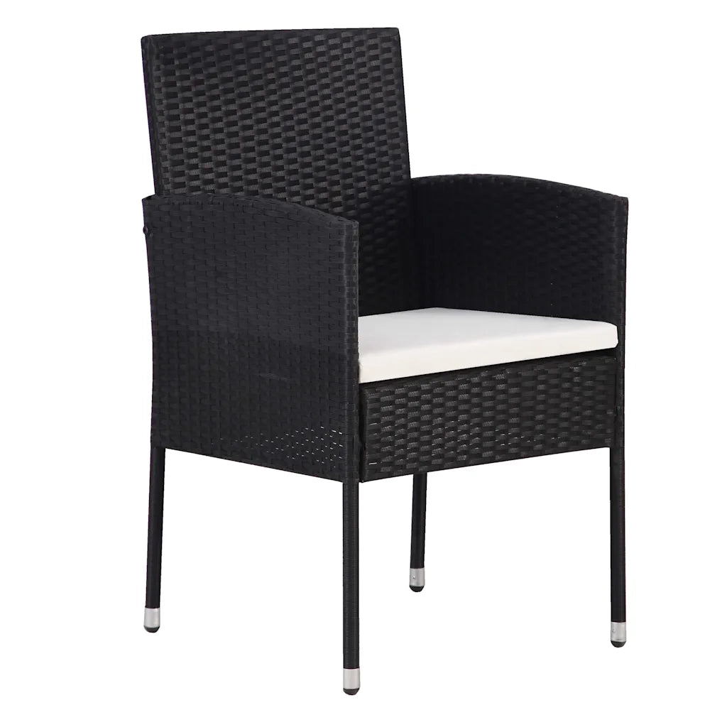 Set da Pranzo per Giardino con cuscino 5 pcs Nero polyrattan
