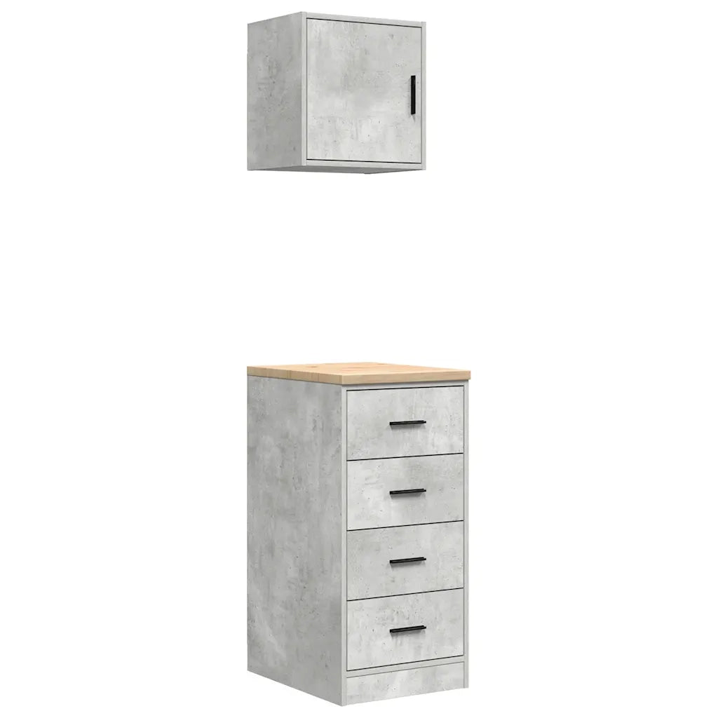Armadi da Garage 2 pz Grigio Cemento in Legno Multistrato 3328326