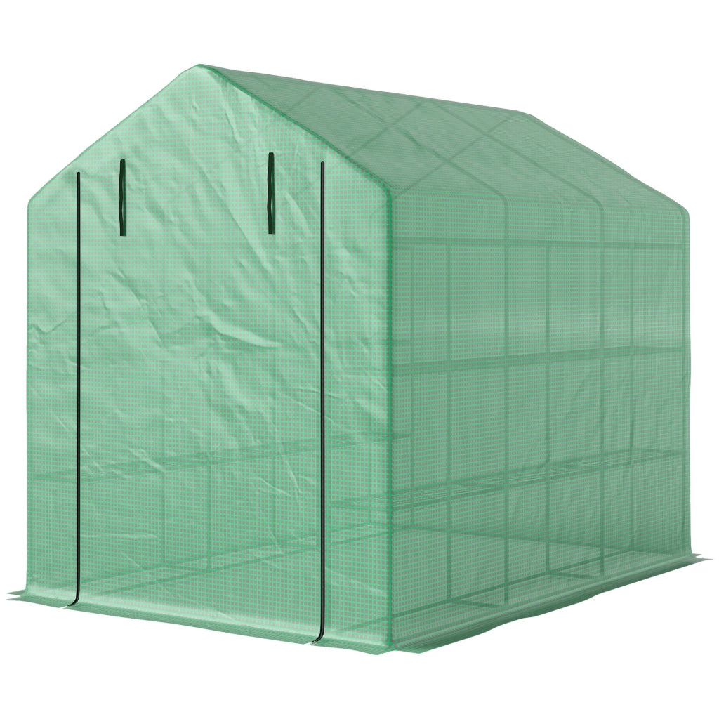 Serra da giardino con 8 ripiani ¨C zephmum ¨C verde acciaio 244x180x210 cm