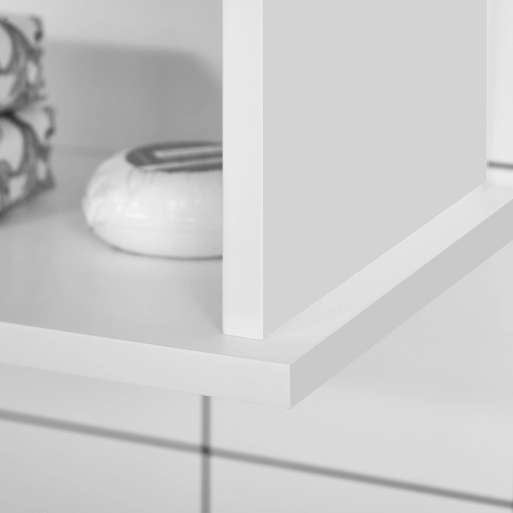 Mobiletto da Bagno Sospeso Salvaspazio con Armadietto e Ripiano ¨C zephmum ¨C Bianco 60x20x70 cm