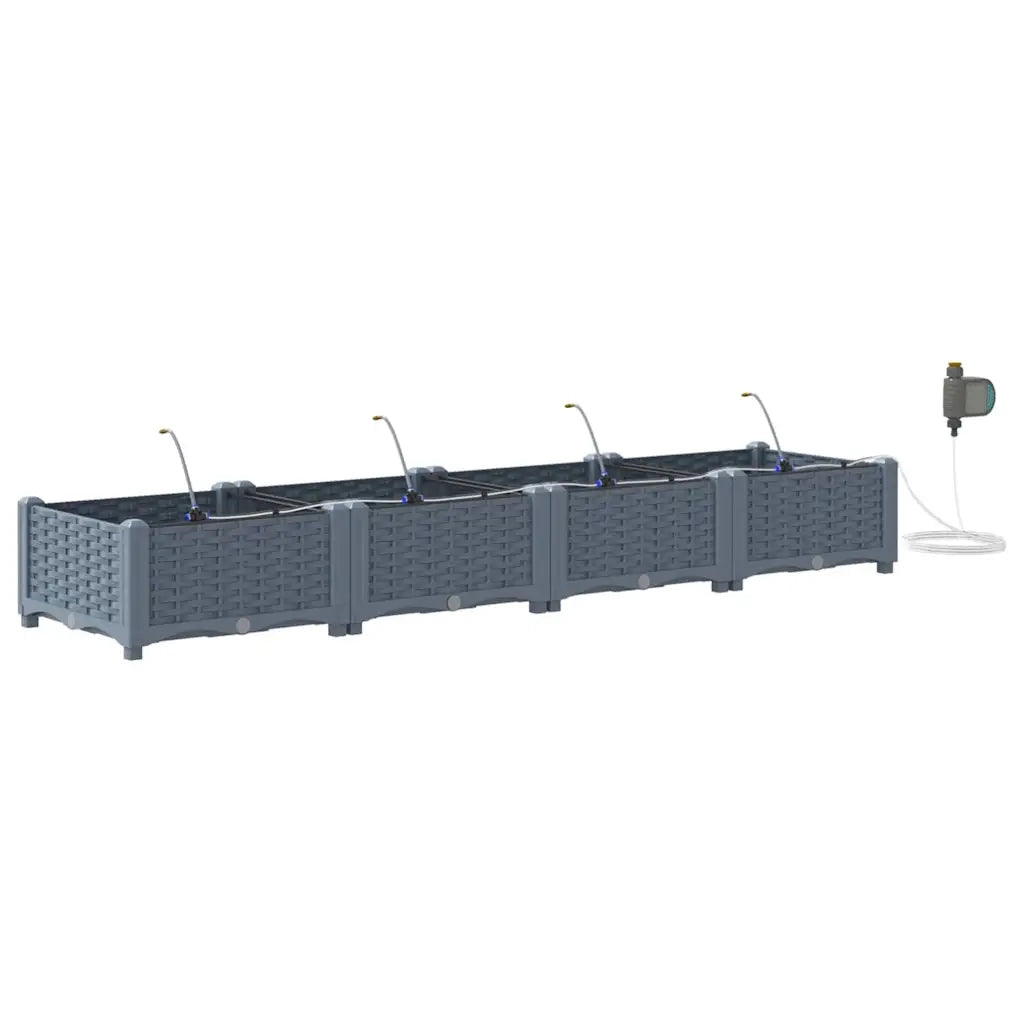 Vaso da giardino 4 pcs Grigio Chiaro Plastica 42002890