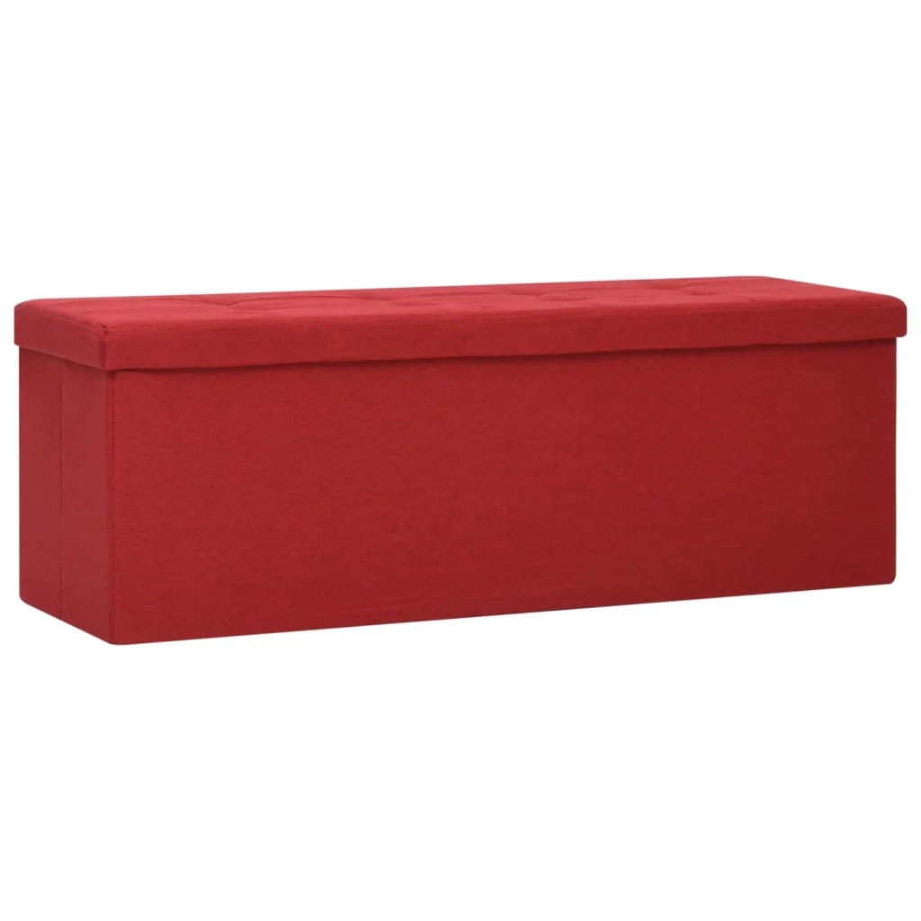 Panca contenitore pieghevole 110 x 38 x 38 cm bordeaux finto lino 02_0010896