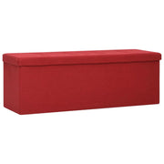 Panca contenitore pieghevole 110 x 38 x 38 cm bordeaux finto lino 02_0010896