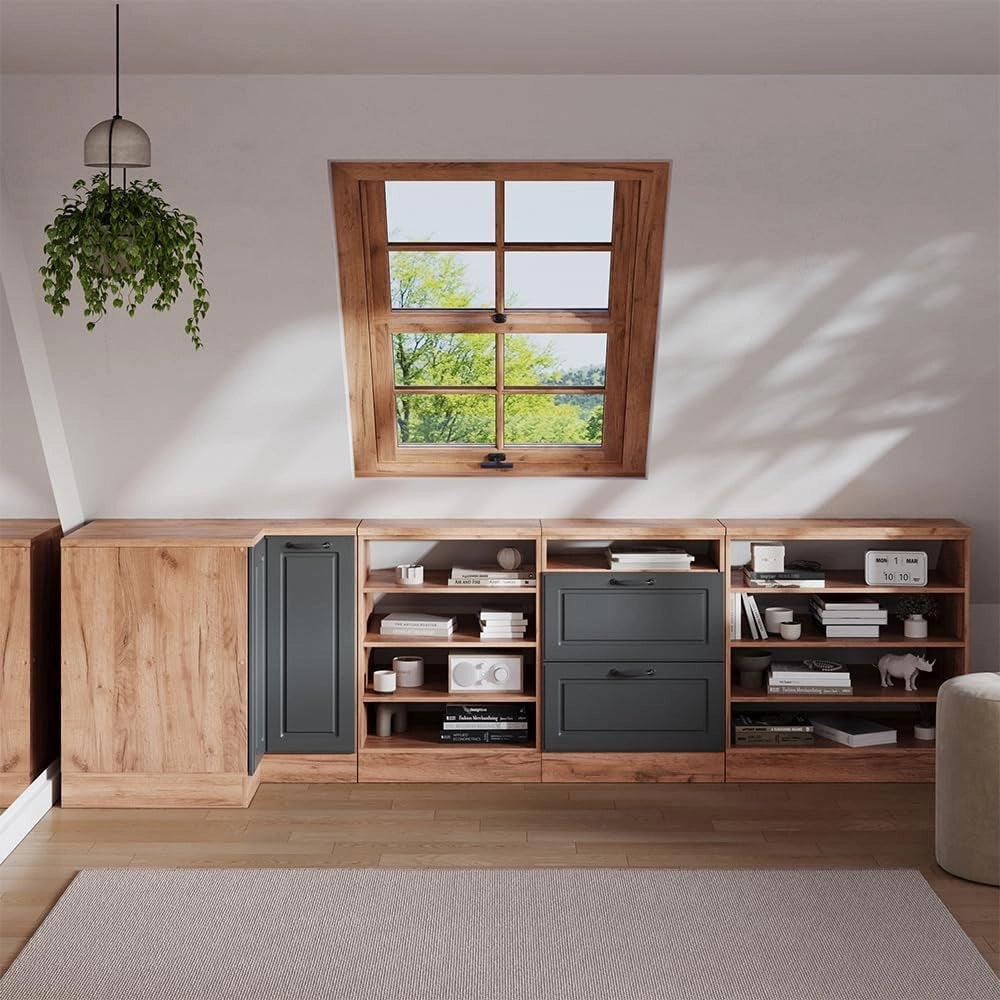 Mobile sottotetto Mobile angolare Rion, Antracite casa di campagna, 75.6 x 81.6 cm con 1 porta, carcassa dell’armadio profondità 60 cm, adatto per il salvaspazio sotto tetti spioventi