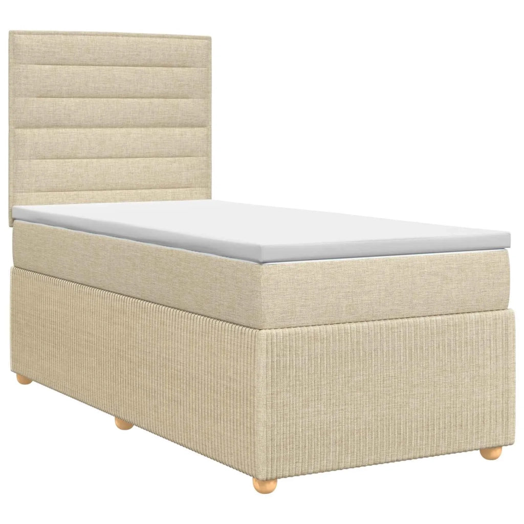 Letto box spring con materasso Crema 100 x 200 cm Tessuto 3454324