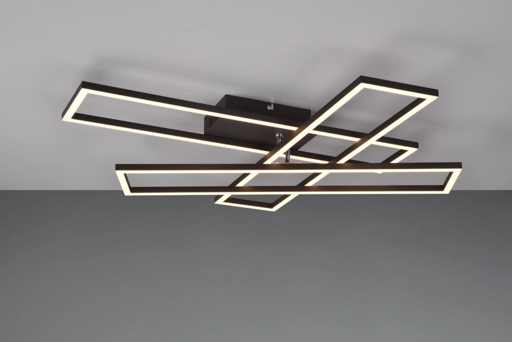 Plafoniera LED rettangolare 66cm 36W nera con telecomando