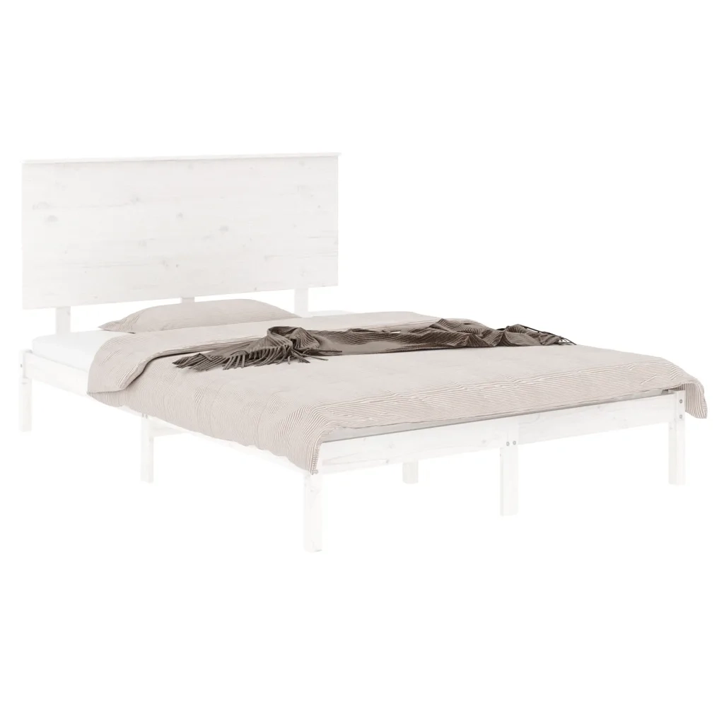 Letto senza Materasso Bianco 140x190 cm Legno Massello di Pino