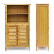 Piccolo mobiletto/scaffale/tavolino in bambù con 2 ante adatto per bagno o soggiorno multifunzionale 92 cm 3213056