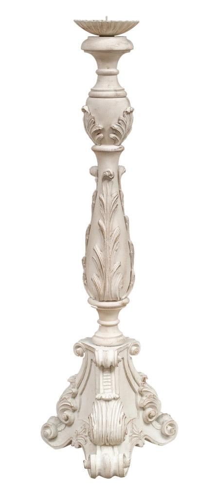 Biscottini CANDELIERE IN LEGNO FINITURA BIANCA ANTICATA MADE IN ITALY dimensioni lunghezza