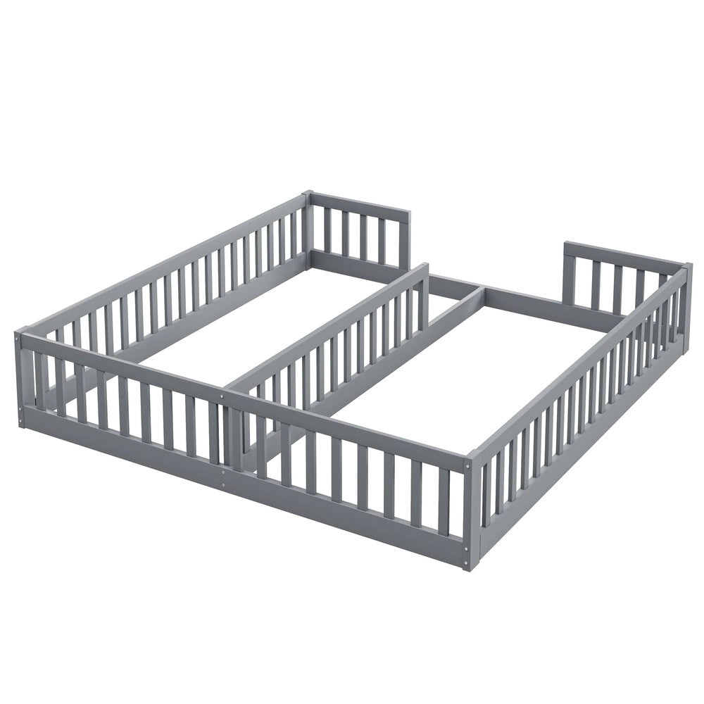 Letto a Castello Singolo per Bambini ¨C Xylo ¨C Pino Grigio 90x200 con Griglie di Sicurezza