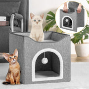Cuccia per Gatti con Ingresso Tiragraffi, Casetta per Animali, Comoda e Resistente