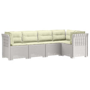 Divano da Giardino 5 Posti con Cuscini Stile Rattan PP Bianco 3444058