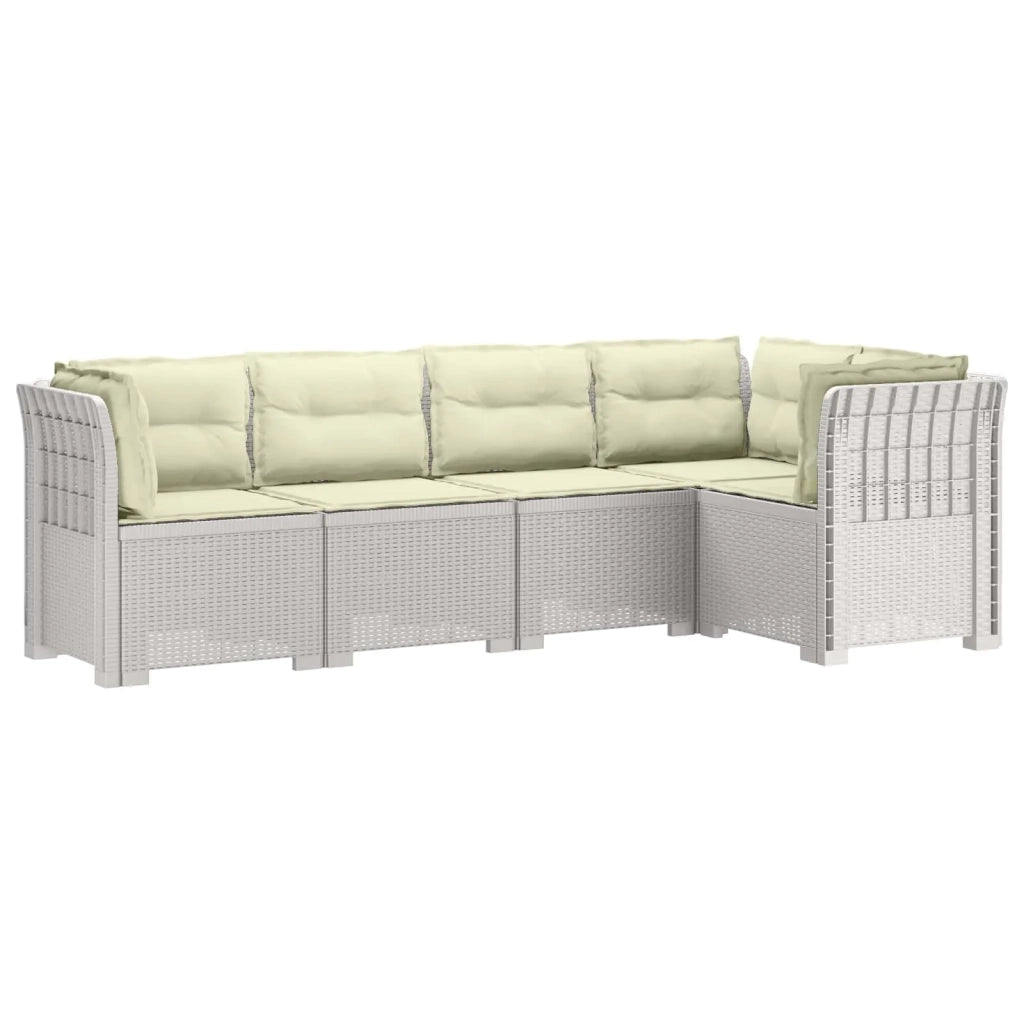 Divano da Giardino 5 Posti con Cuscini Stile Rattan PP Bianco 3444058