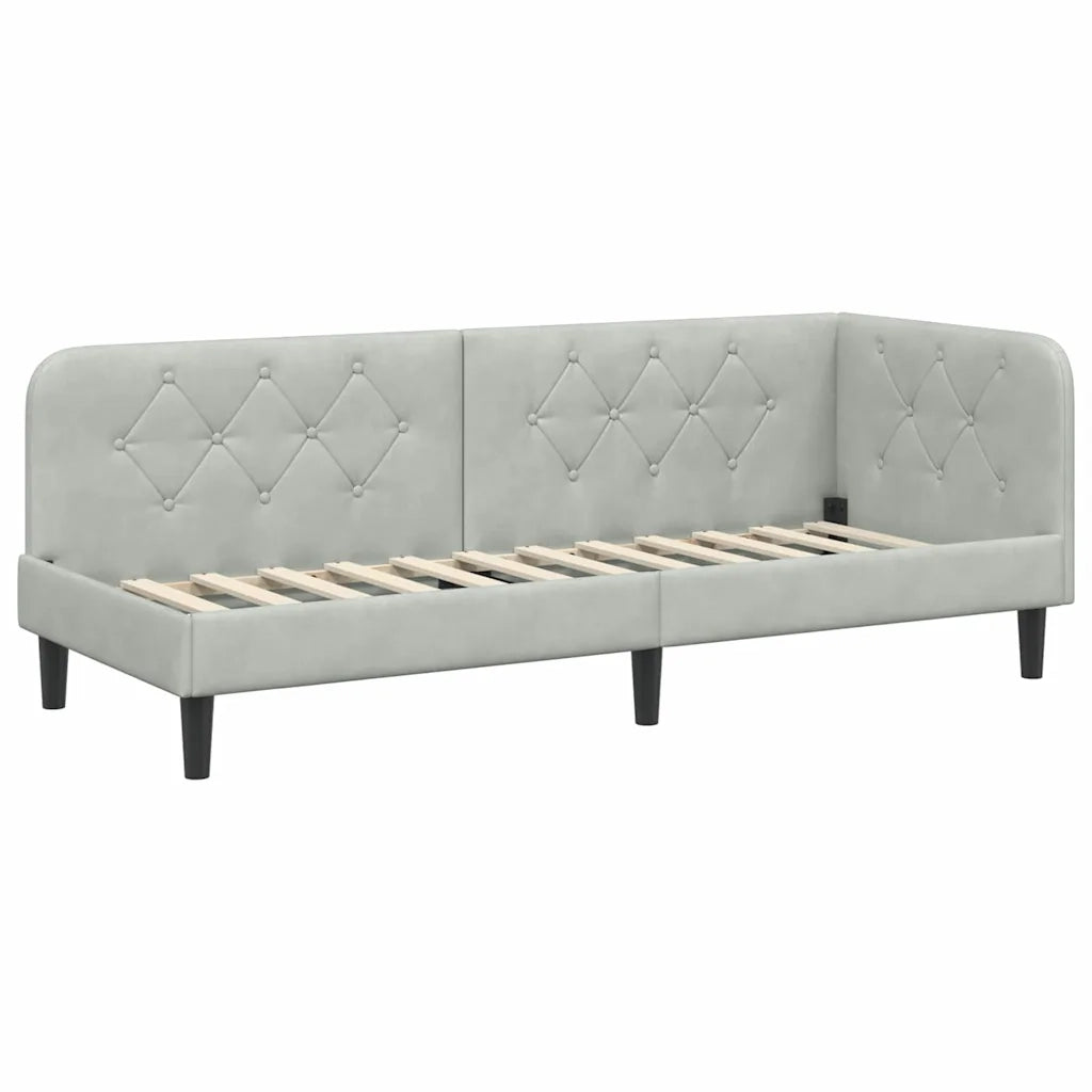 Cornice del letto ad angolo Grigio chiaro 80 x 200 cm Velluto 42016586