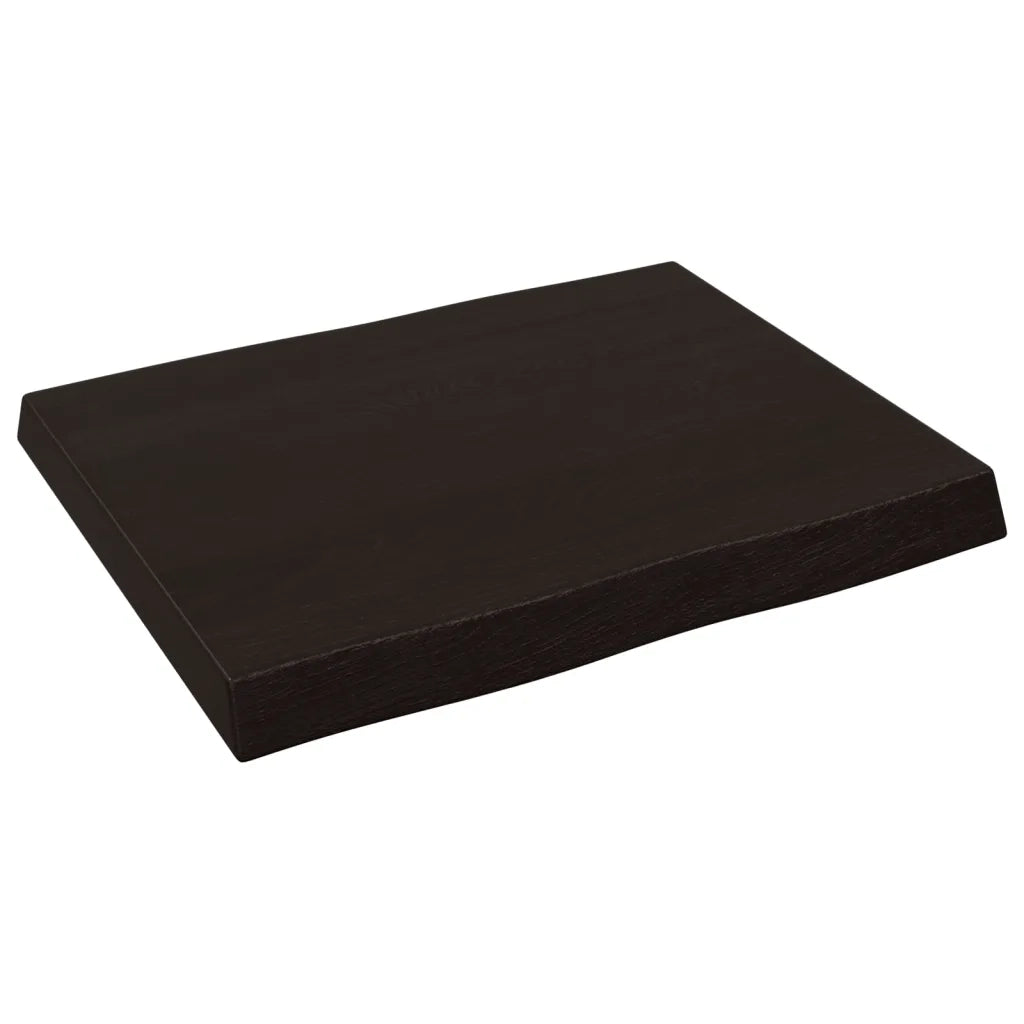 Piano Tavolo Marrone Scuro 60x50x(2-6)cm in Rovere Non Trattato 364000