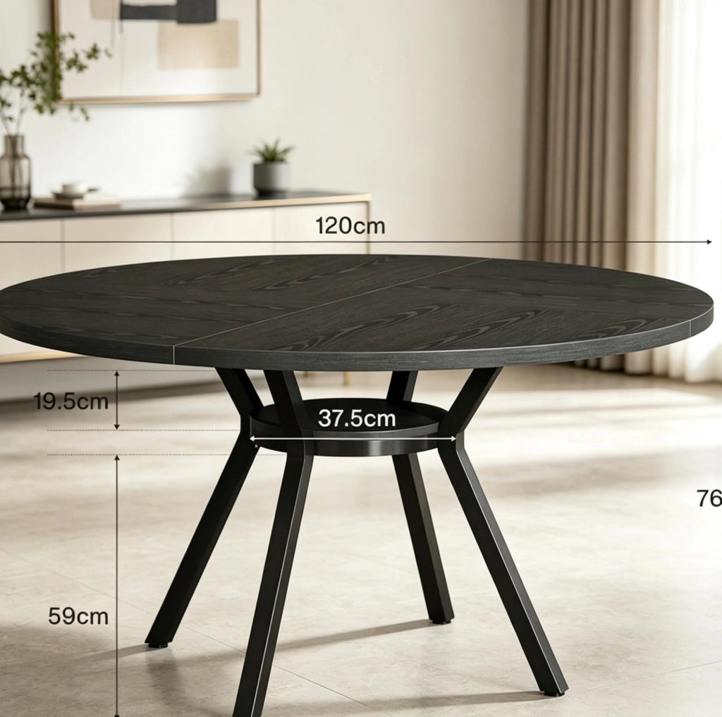 TAVOLO DA PRANZO rotondo Ø 120 cm Legno Nero