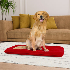 Maxi Cuscino Imbottito e Trapuntato per Cani Gatti in Microfibra Rosso