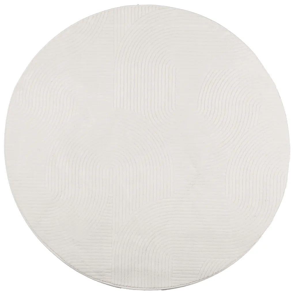 Tappeto IZA a Pelo Corto con Aspetto Scandinavo Crema Ã˜ 80 cm