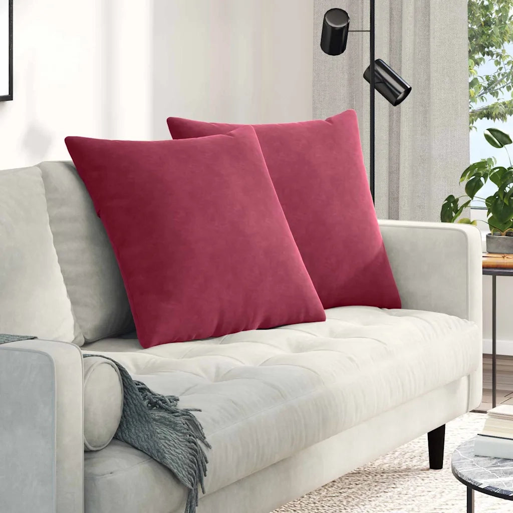 Cuscini da Divano 2 pcs Rosso Vino 60 x 60 cm Tessuto in Cords