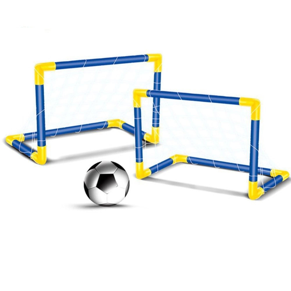Trade Shop - Set 2 Porte Da Calcio Con Rete Per Bambini 51x43x85cm Con Pallone Uso Esterno -