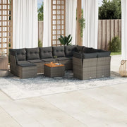 Set Divani da Giardino 11 pz con Cuscini in Polyrattan Grigiocod mxl 88423