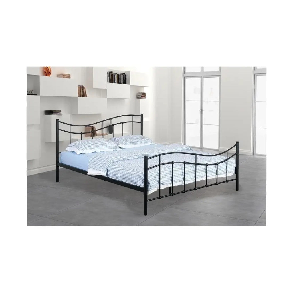 Letto ODETTE 140x200 cm – Metallo nero – Rete inclusa – Eleganza e robustezza
