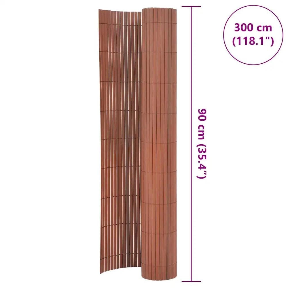 Double-sided PVC Garden Fence, 90 X 300 Cm, Brown