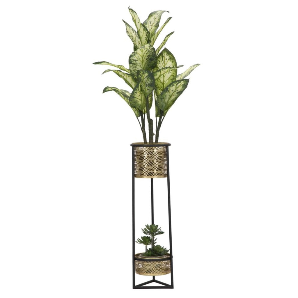 Vaso per Piante VKH685, Oro, Metallo, 23x23x80 cm