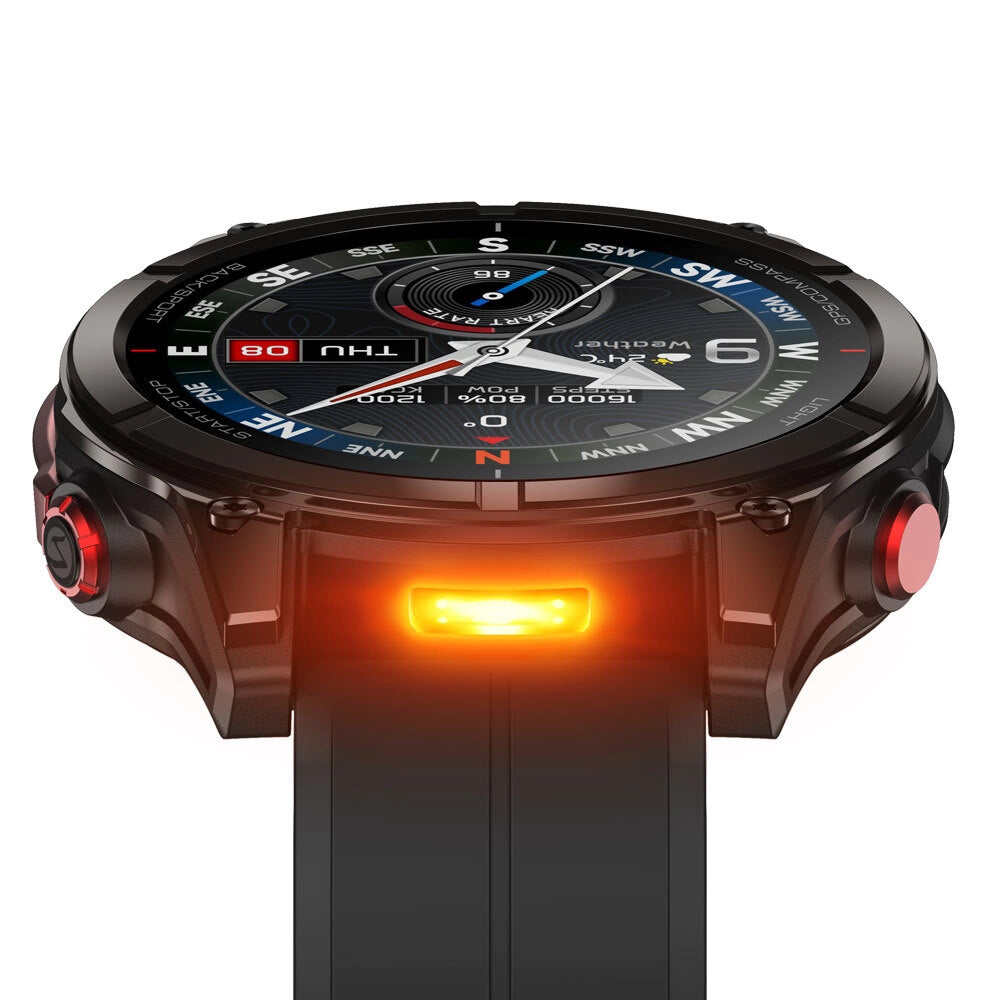 Smartwatch Orologio Intelligente con GPS; chiamate Bluetooth; schermo AMOLED da 1;43"; torcia; impermeabile 5 ATM - nero