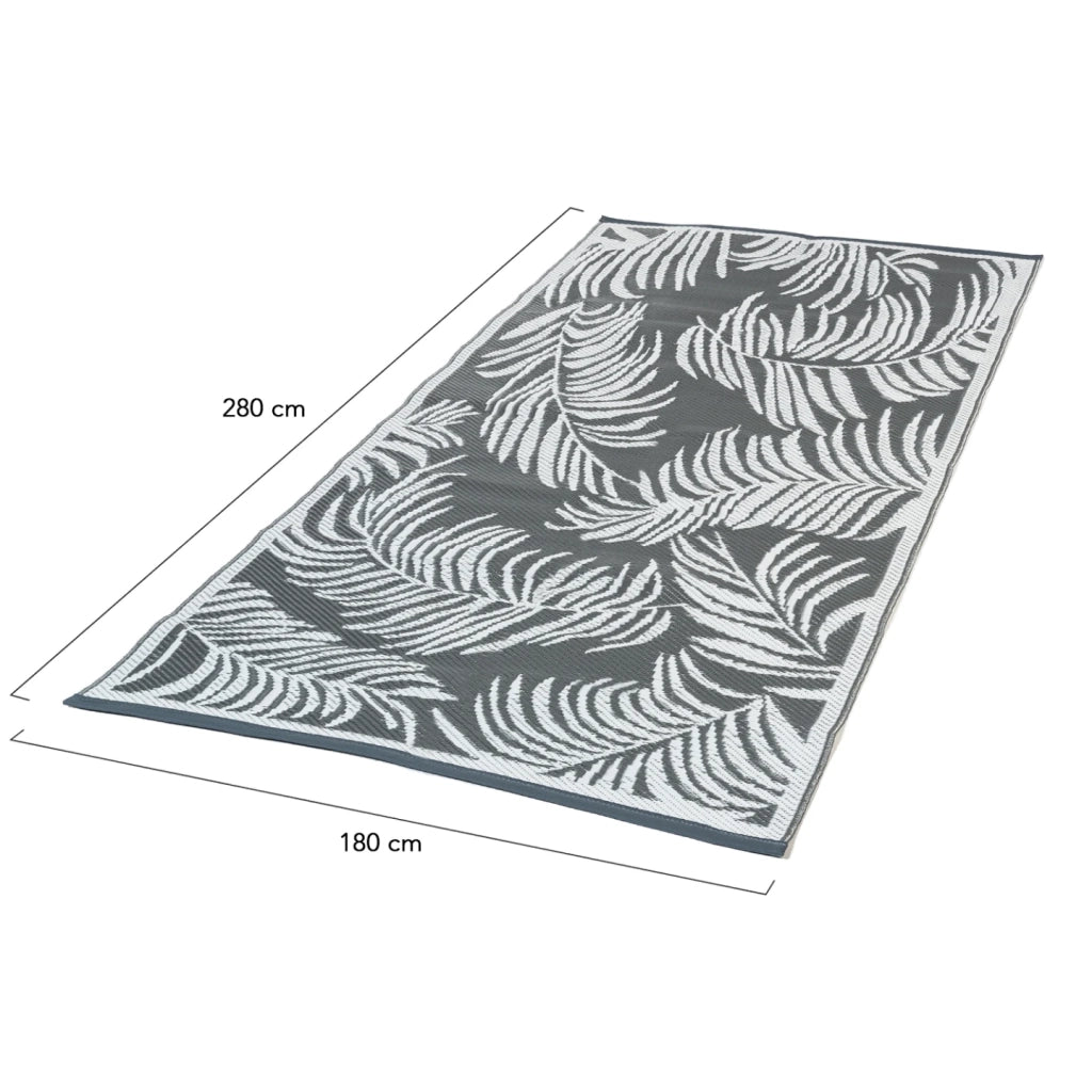 IDMarket - Tappeto per esterni COCO tropical grigio e bianco 180 x 280 CM