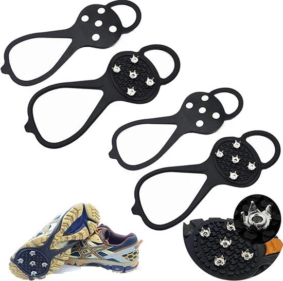 Cramponi Universali Anti-Slittamento per Scarpe - IJstrekkers con Pinne in Acciaio - Cramponi per Sport invernali e Attività Invernali - 2 Paia