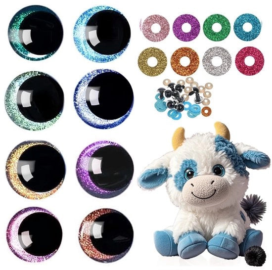 Occhi Kunststoff Flessibili da 40 Pezzi - 20 mm - Occhi Mobili - Per Progetti di Fai da Te - Autoadesivi - Materiali per Fai da Te