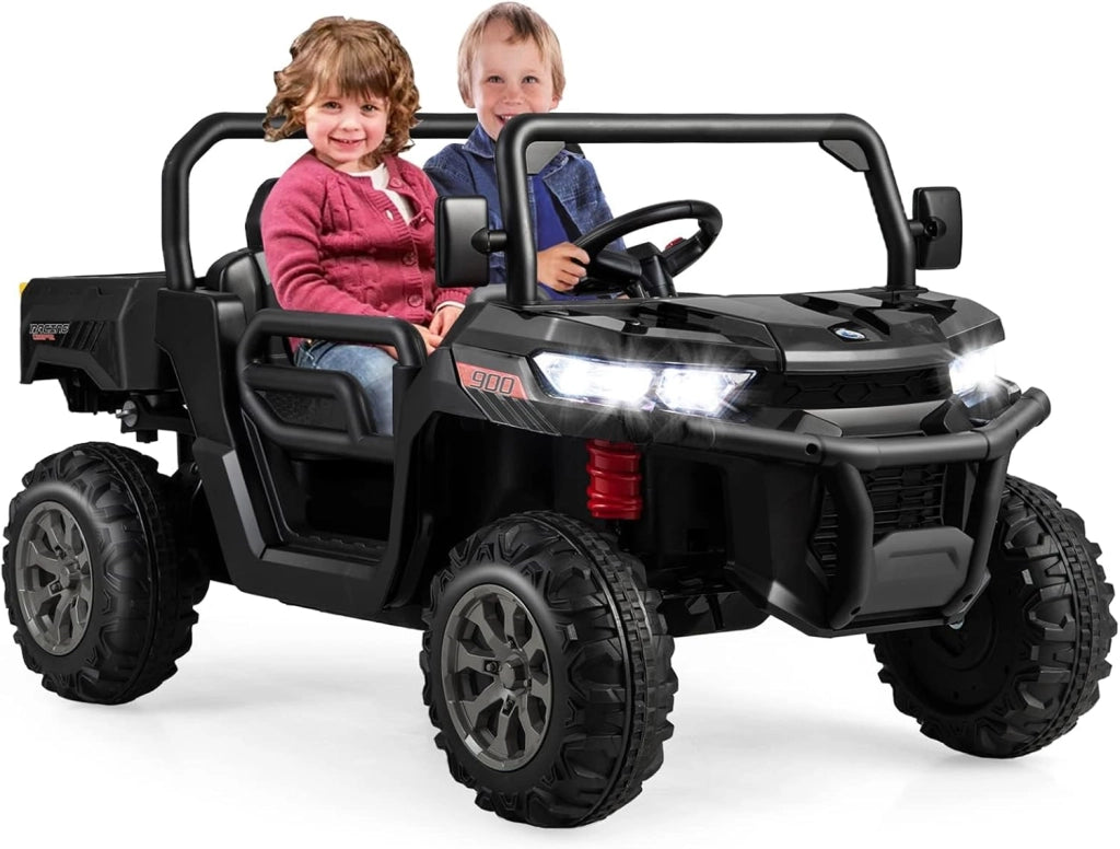 12V Auto Elettrico per Bambini, Trattore Elettrico con Scatola di Scarico, Macchina Elettrica con Pala Telecomando e Musica, Regalo per Bambini 3-8 Anni, 3-8 km/h (Rosso)