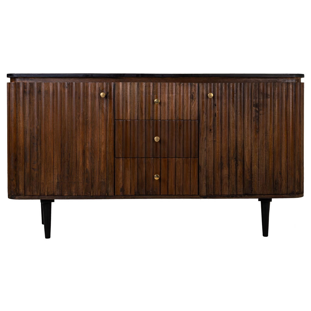 Credenza in legno artigianale nero 147x40x80h cm