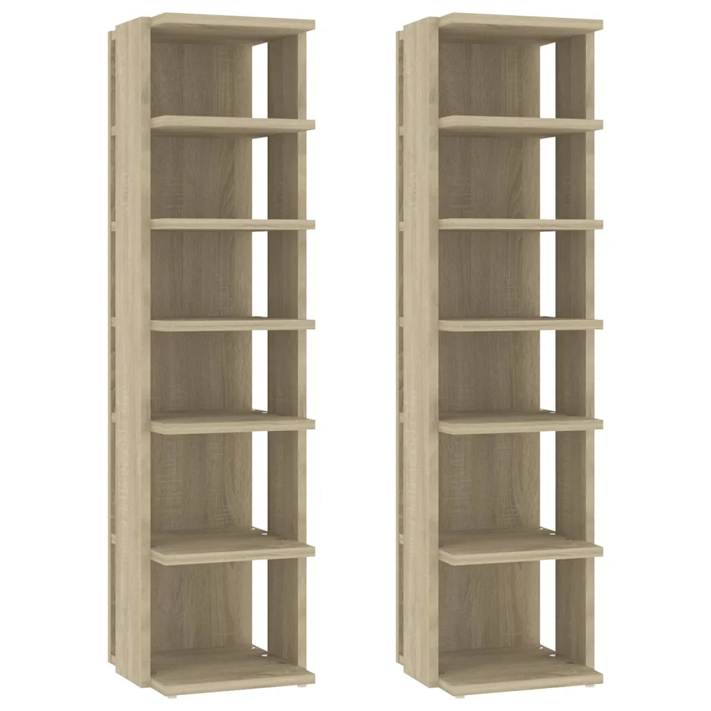 Scarpiere 2 pz-Set di 2 Scaffale per scarpe Rovere sonoma 27,5x27x102 cm