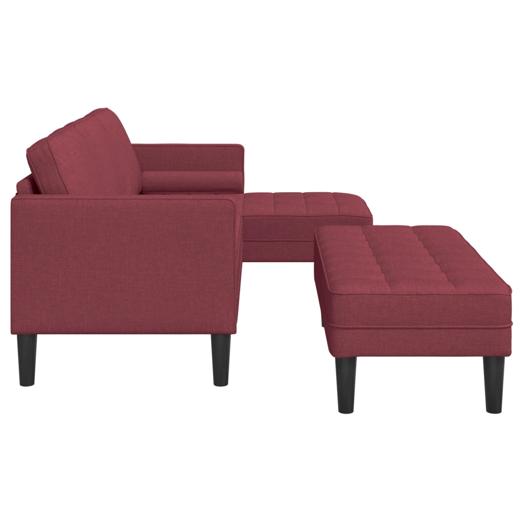 Set divani 2 pezzi con cuscini in tessuto bordeaux