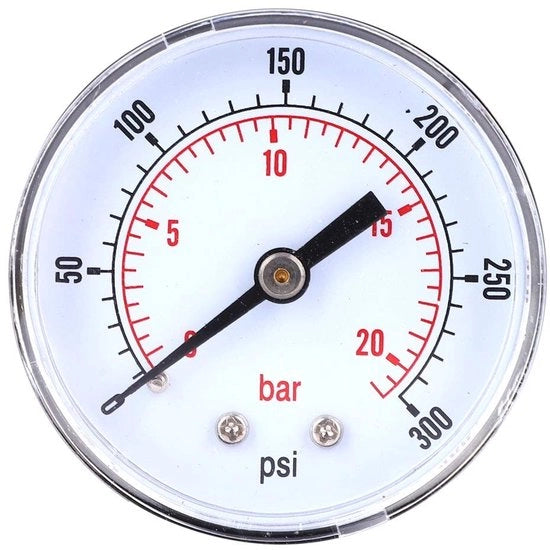 Manometro 50mm - Drukmeter - Connettore 1/8 BSPT - Adatto per Aria/Acqua/Olio/Gas - Scala Chiara - Materiale Resistente