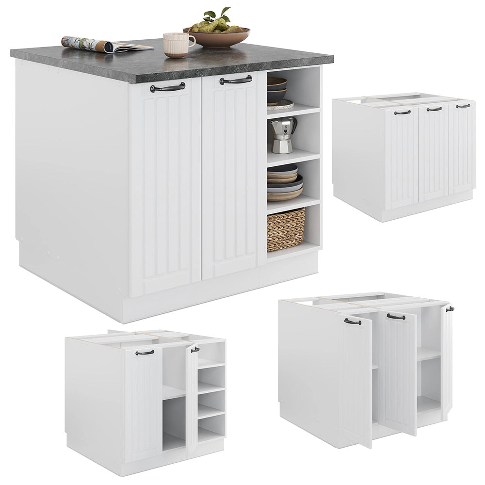 Isola cucina Fame-Line Bianco rustico/Bianco 90 cm senza piano di lavoro Vicco