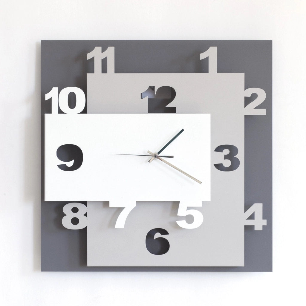 Orologio da parete moderno Ziggurat Fango Bianco e Sabbia