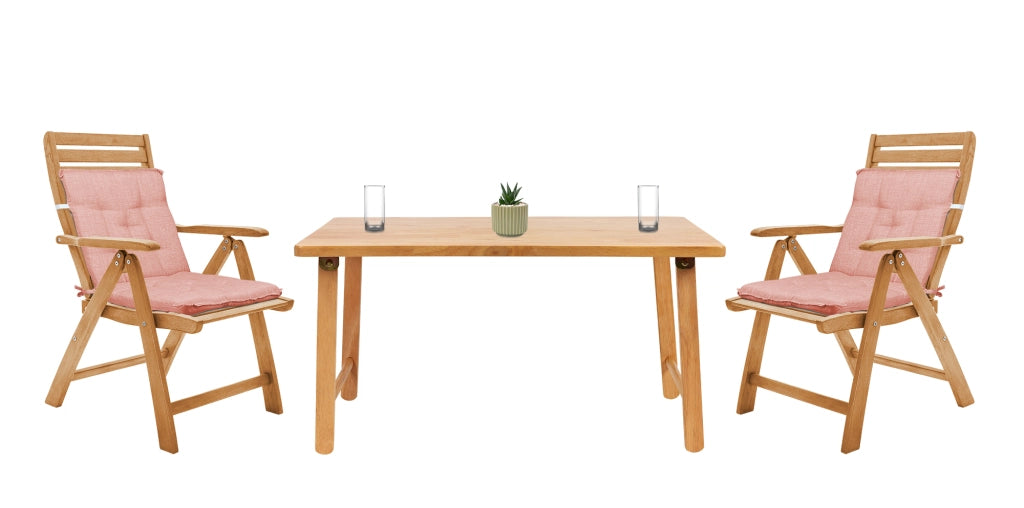 Set Cuscini Sedia Con Schienale Imbottiti Con Laccetti Banda Elastica 40 x 80 Cm Cipria - 2 Pezzi