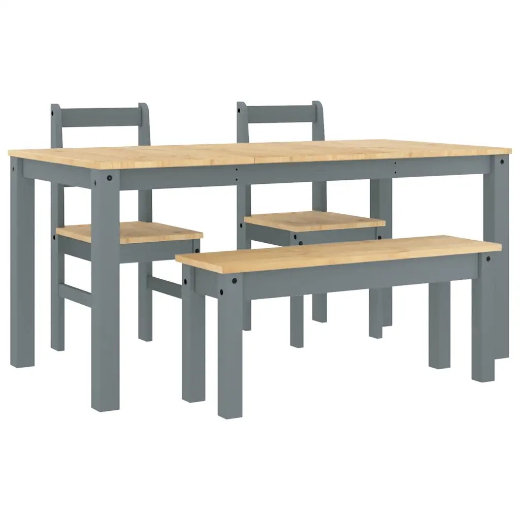 Set da Pranzo 4 pz PANAMA Grigio in Legno Massello di Pino 3345177