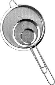 Set di 3 setole in acciaio inossidabile per cucina 19/25/36,5 cm, setola fine per cibo e verdure con manico, setola per salse, setola per pasta (argento)