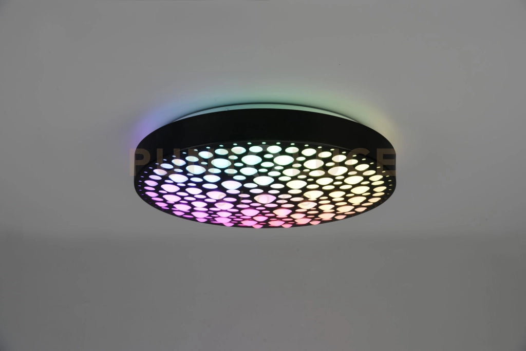 CHIZU PLAFONIERA LED 22W 2500lm, 2700 - 6000K ROTONDA NERA EFFETTO CERCHI ANCHE RGB CON TELECOMANDO MULTIFUNZIONE D. 40CM DIMMERABIE