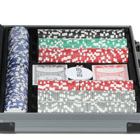 Set 400 Fiches da Poker 2 Mazzi di Carte 5 Dadi Tappetino e Valigetta Grigia