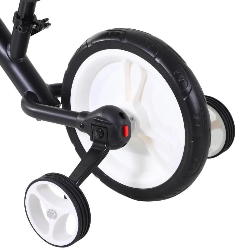 BICI SENZA PEDALI PER BAMBINI DA 2-5 ANNI CON SELLINO REGOLABILE, RUOTE AUSILIARIE E PEDALI, NERO
